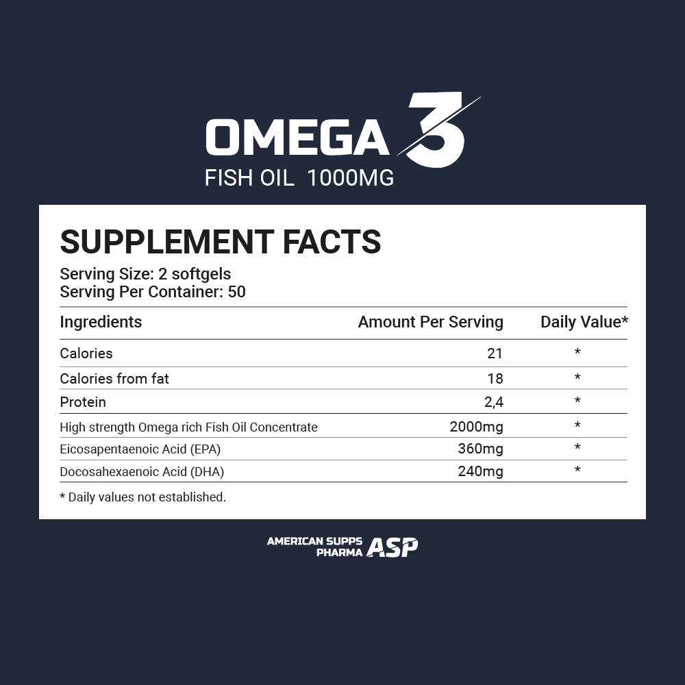 Omega 3 Fish Oil 1000MG American Supps Pharma